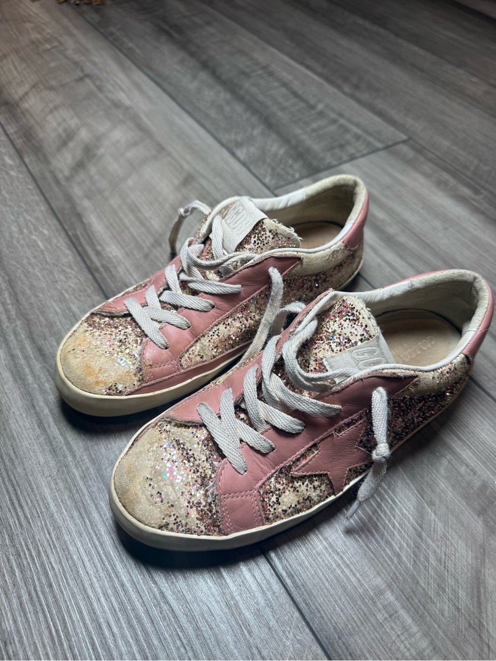 Golden Goose Kids Pink Glitter Star Sneakers